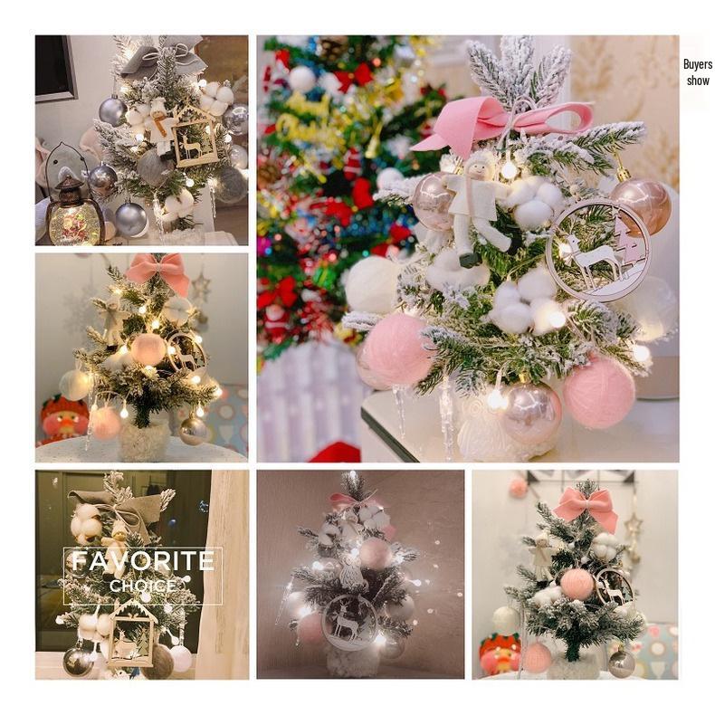 Flocked Pink Mini Christmas Tree Set - Includes Tree, Ornament, and Decoration for DIY. Perfect Gift for the Holidays!