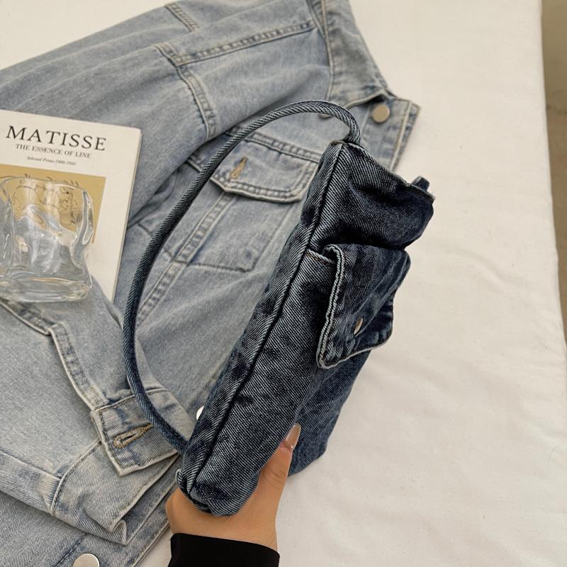 Torebka Damska Jeansowa Vintage Torba na Ramię Mała Torebka na Telefon Komórkowy