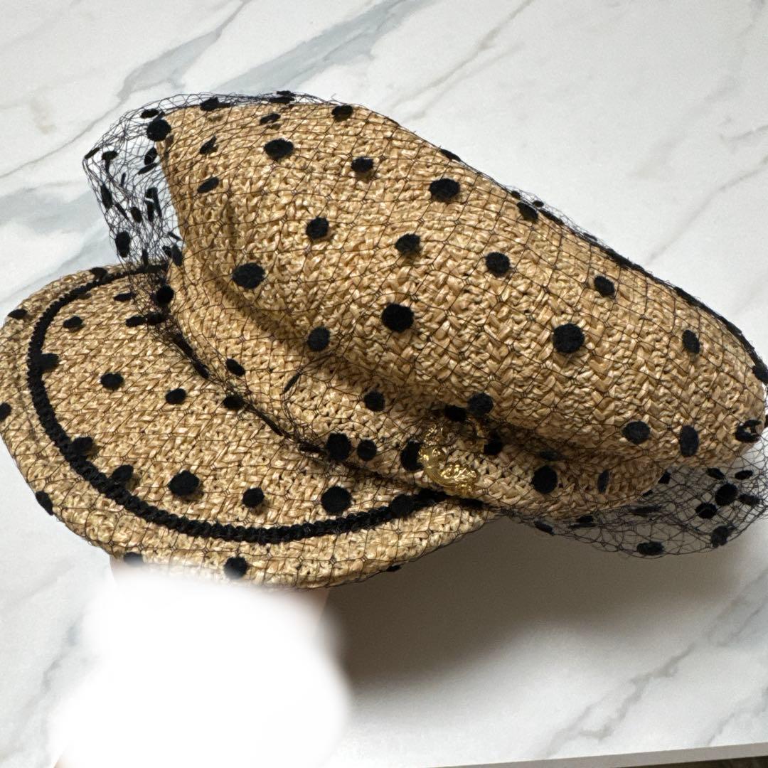 Used CA4LA Kashira Dot Tulle Straw Hat Casquette