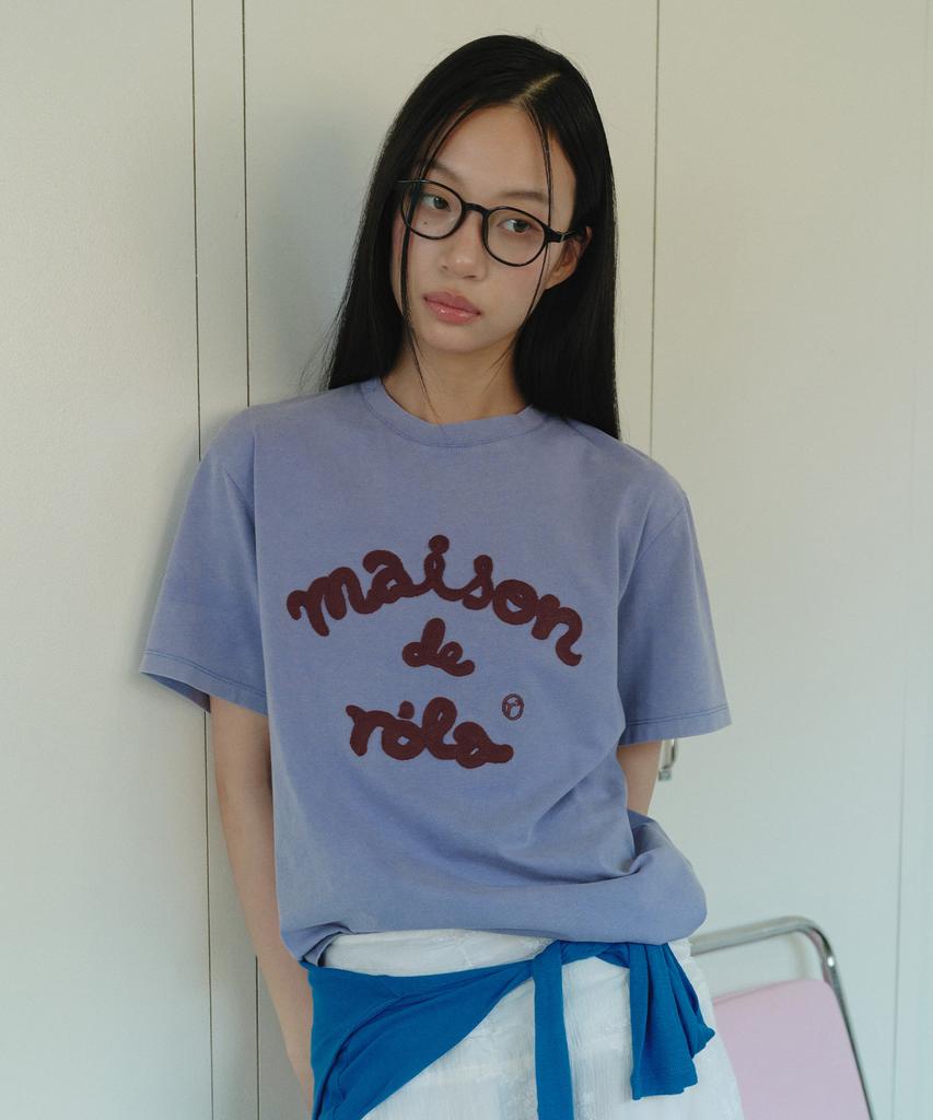 ROLAROLA Maison De Rola Embroidery Pigment Loose Fit T-Shirt Blue