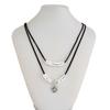 PuRui Fashion 2Pcs/Set Black Simple Korean Velvet Alloy Necklace Adjustable Rope Chain Men Daily Y2K Zircon Accessories Gift