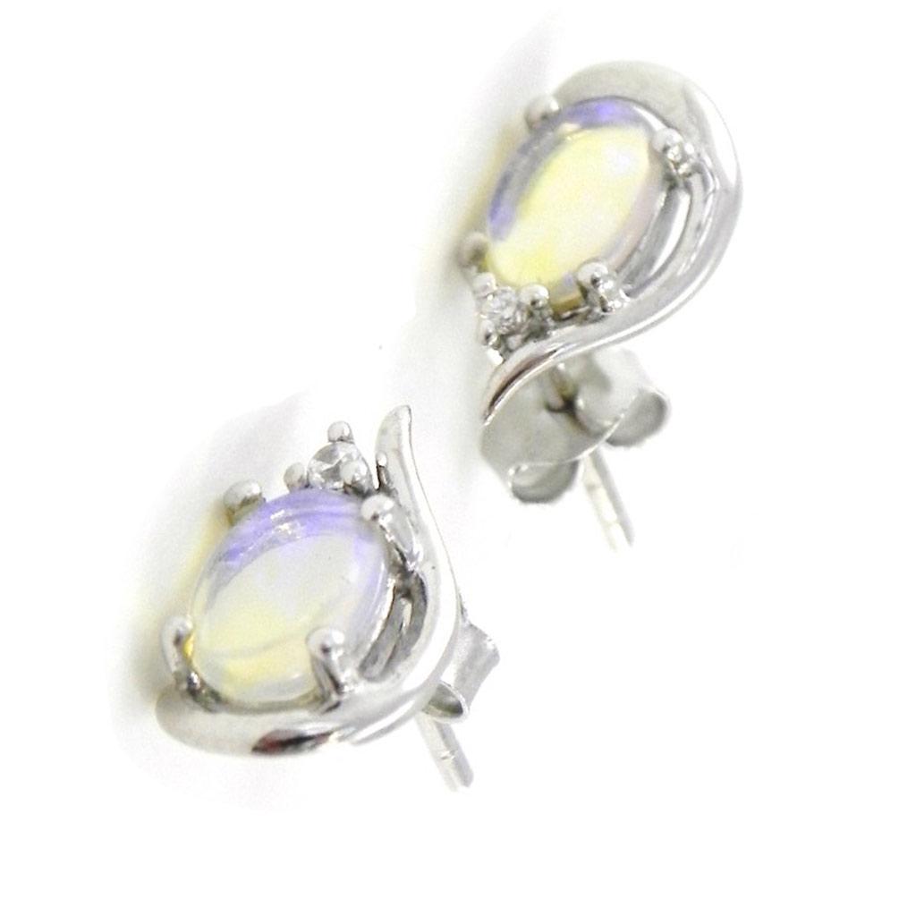 Les Trésors De Lily [I8911] - Silver Earrings 'Goddess Opal' Blue Opal