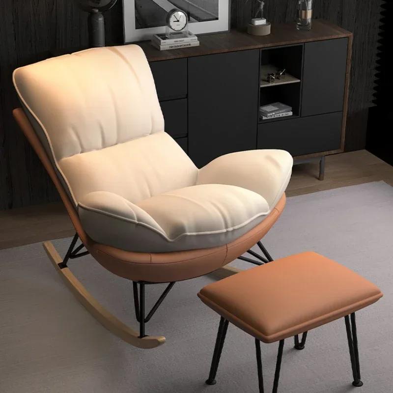 Leisure Rocking Chair - Light Luxury Design for Living Room & Balcony, Single Sofa Chair for Adult Naps, Snail Style