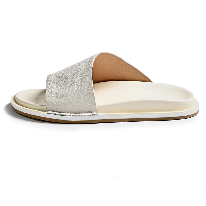

Fashion High Quality Soft Men Genuine Leather Slippers 2025 Summer Casual Comfortable Shoes Men Handmade Sandals Shoes 38 белый
