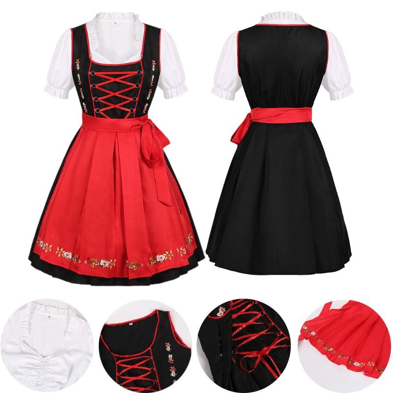 Costume Lady Oktoberfest Bavarian Beer Maid German Fancy Party Prop Dirndl Dress