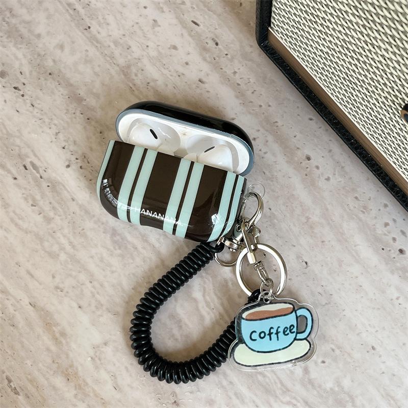 Ins striped coffee for AirPods pro1 generation protective case simple 1 generation pro1 apple bluetooth headset case