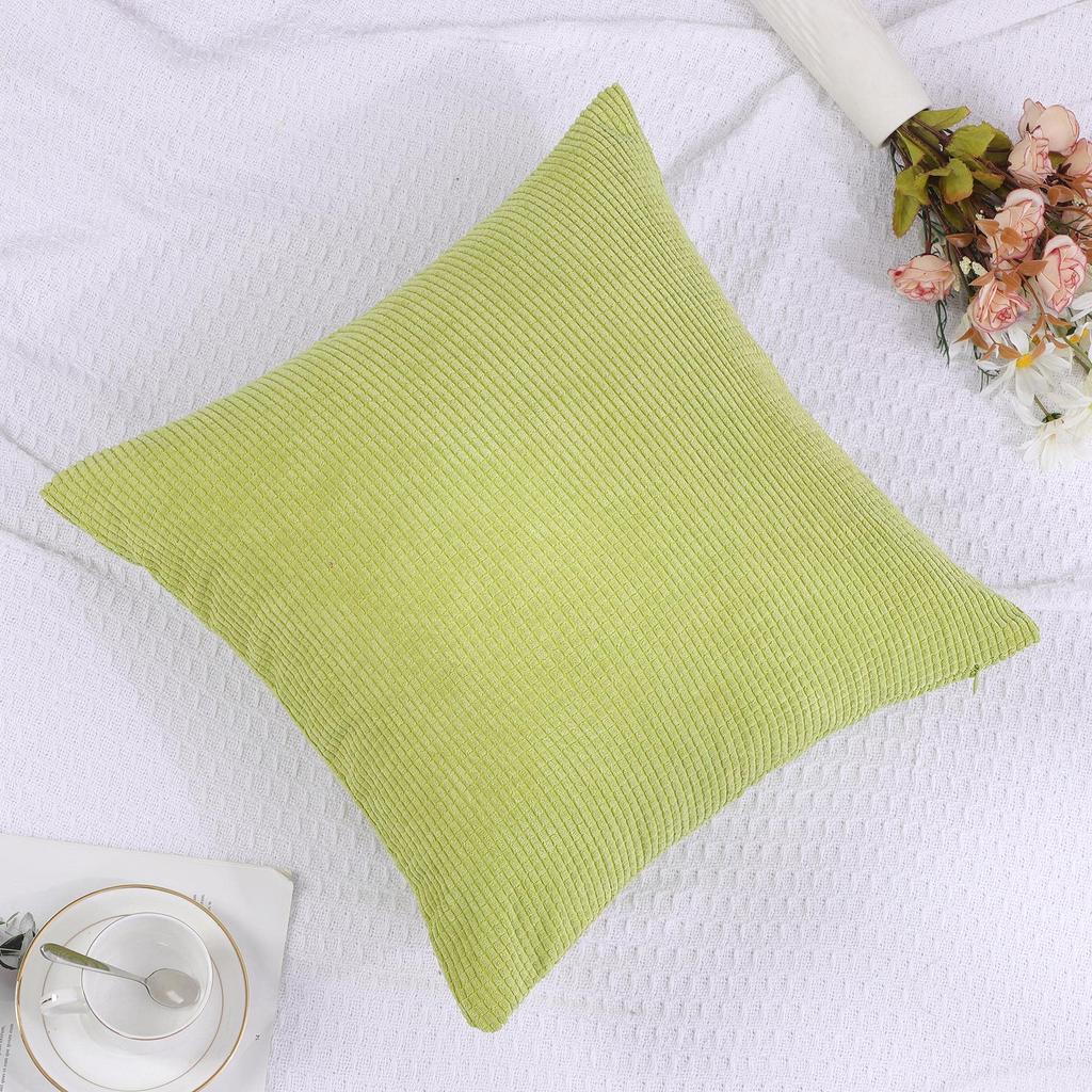 Uxcell Washable Velvet Cushion Nordic Style Toss Car Corn Stripe 65x65cm Cover, Pillowcase, Pillowcase, Sofa, Chair, Room, Decor, Green,
