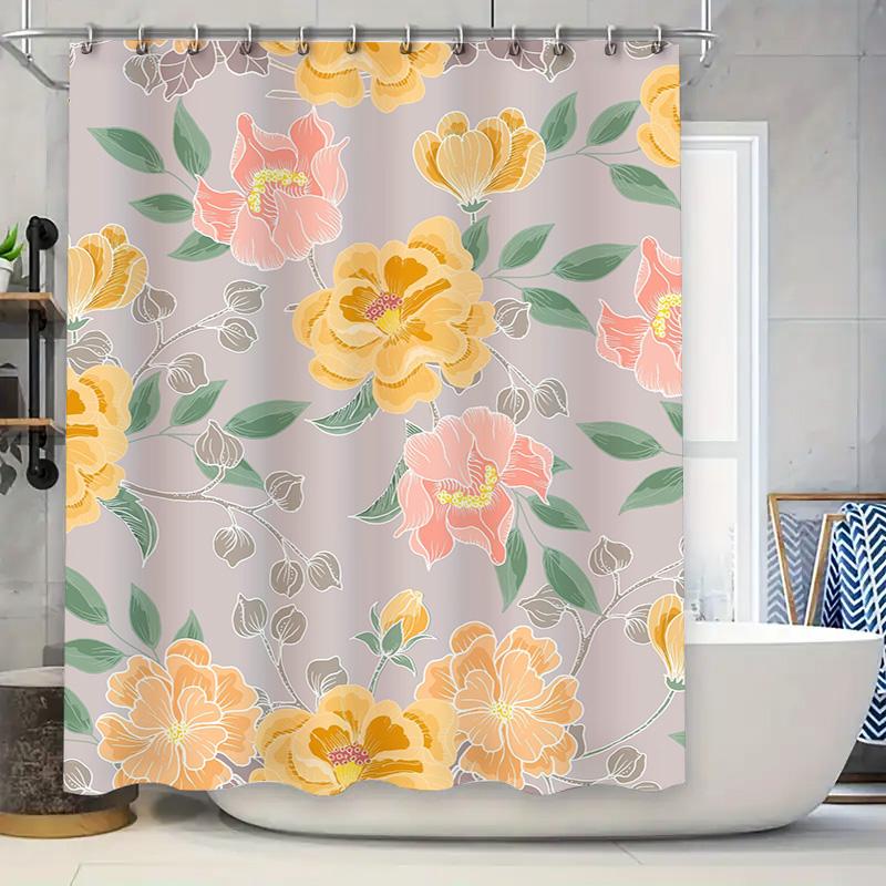 

Pink Flower Shower Curtain Waterproof Bathroom Decor Floral Print Home Textile Fabric Liner Window Hanging Curtains 90x180cm