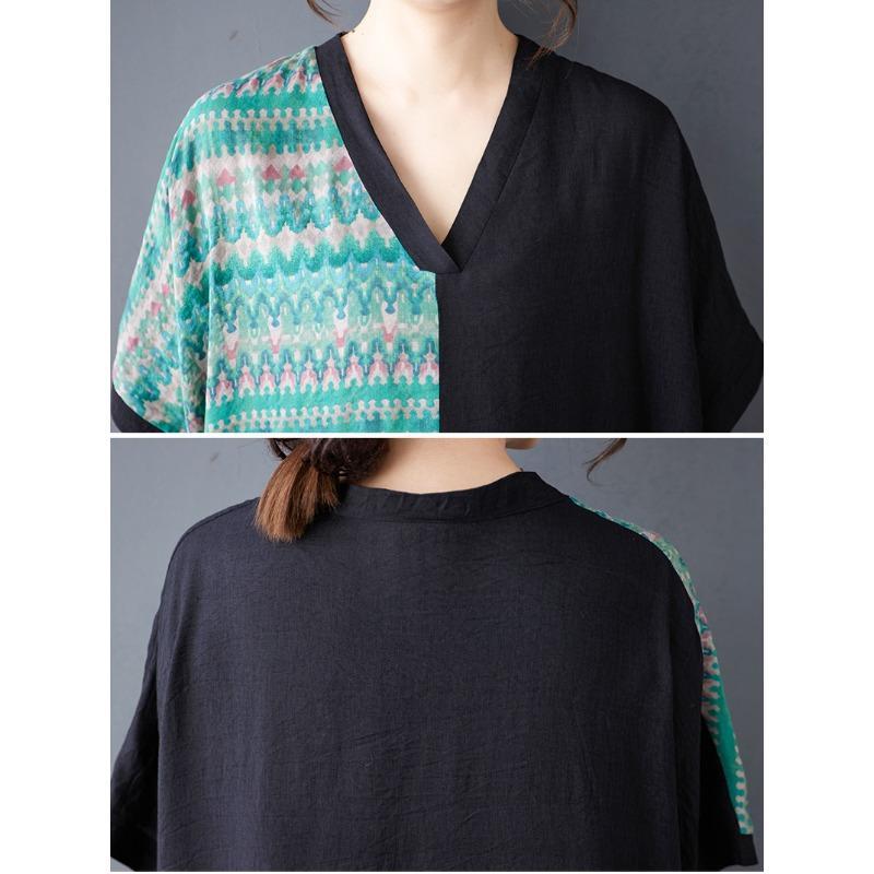 Dimanaf 2025 Women New Summer Plus Size Dress Loose Bohemian Printing Pocket Basic Casual Long Dress Oversized