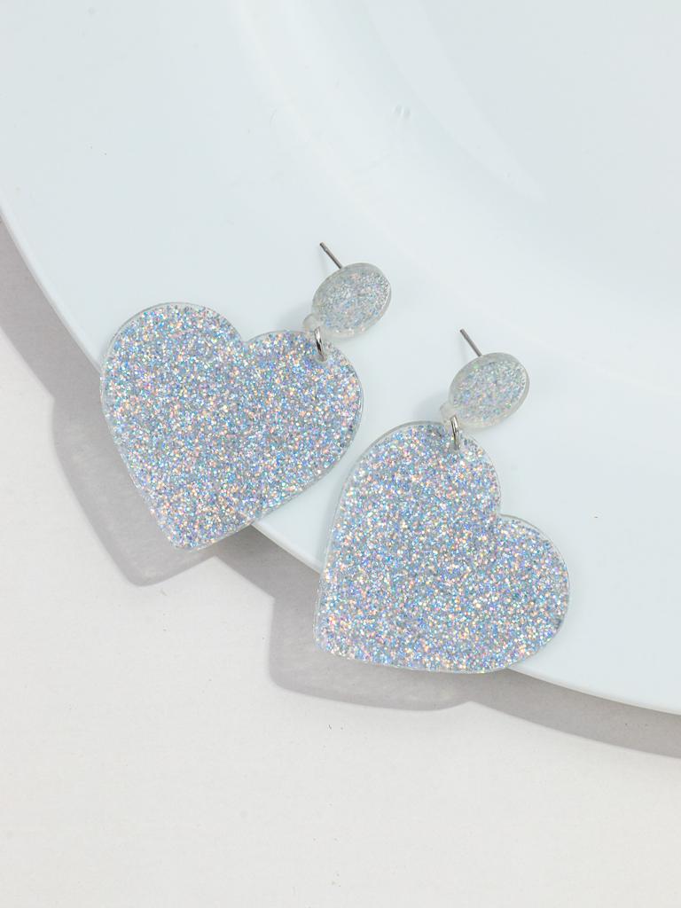 New Valentine's Day Heart Acrylic Earring for Women Girls Glitter Colorful Love Shape Drop Earrings Fashion Jewelry Gifts
