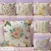 Spring Floral Cushion Cover Natural Linen Organic Fabric Double-Sided Printing Sofa Home Decor Gift Pillow Cover