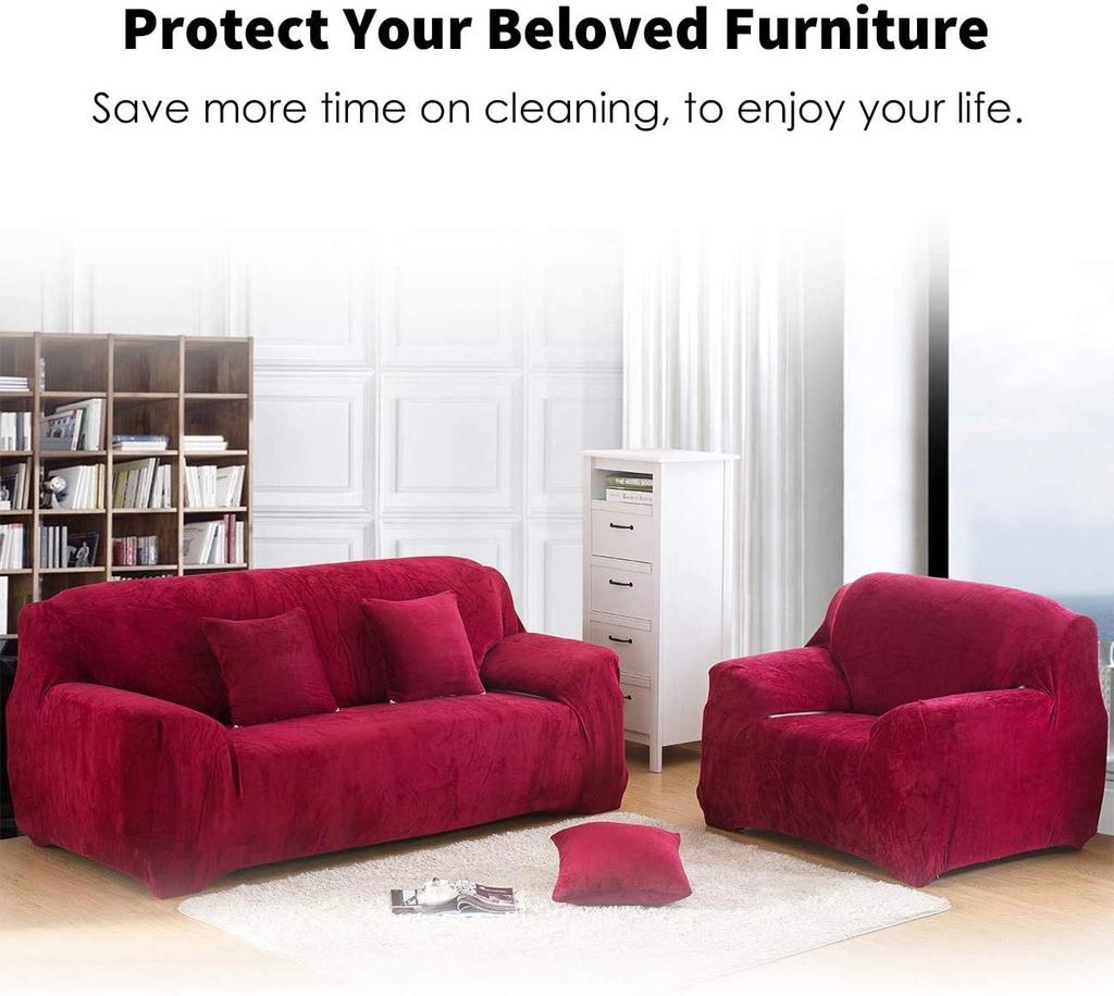 Warm 1-4 Seaters Thick Plush Recliner Sofa Covers Retro Sofa Cover Soft Solid Color Couch Slipcovers