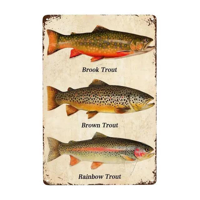 Vintage Fishing Metal Sign  X Inch Funny Fish Cabin Lake House Wall Art Decor  Perfect Gift for Fishermen