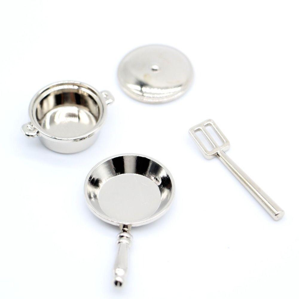 Miniature Dollhouse Kitchen Toys Cookware Pans Mini Kitchen Pot Dollhouse Kitchenware DIY Scene