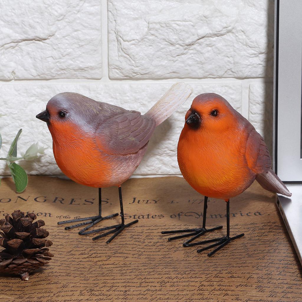 2PCS Simulation Resin Bird Decor Animal Indoor Outdoor Garden Art Craft Ornaments
