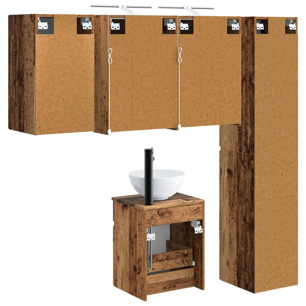 Bathroom Cabinet Set 5 pcs Reclaimed Wood Look 43 x 16 x 62.5 cm