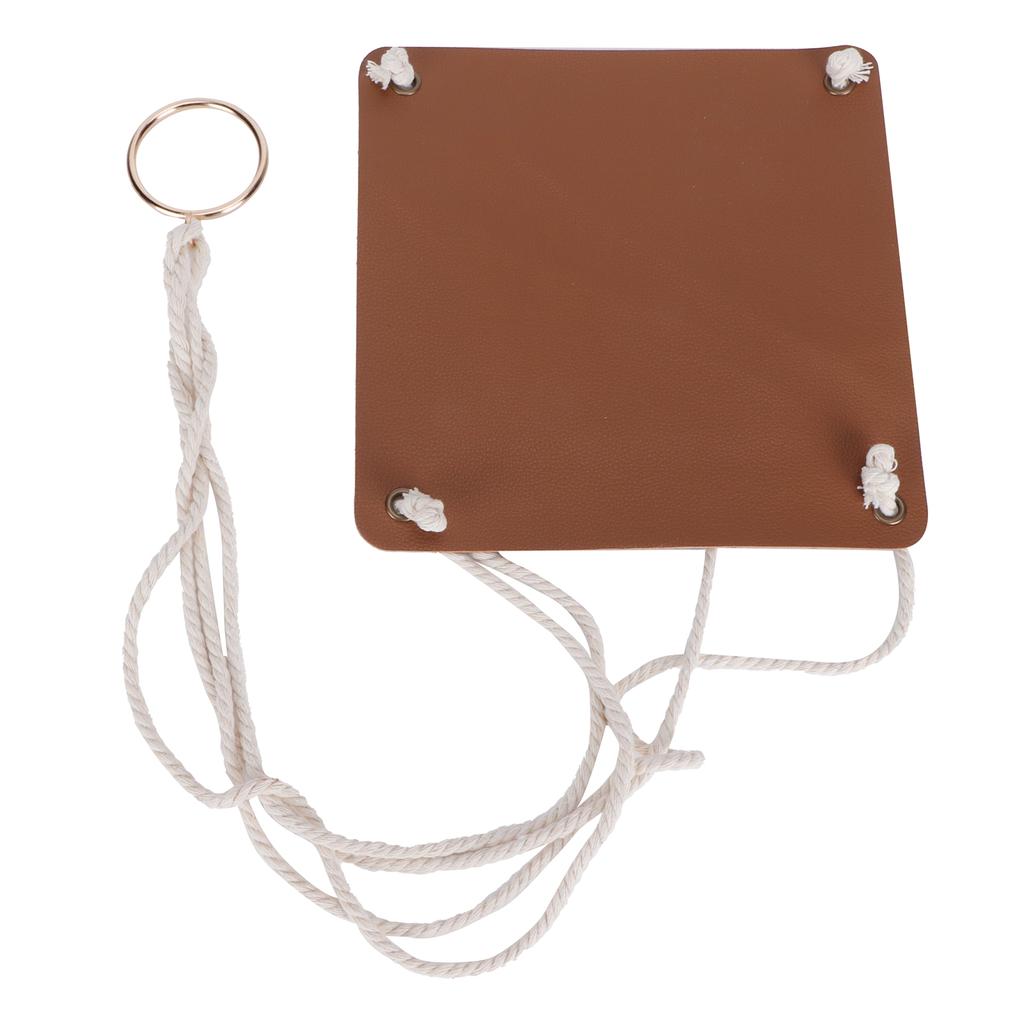 Pflanzenhänger PU-Leder Quadratische Basis Baumwollseil Blumentopf Sukkulenten Hängehalter Gartendeko Braun 20cm