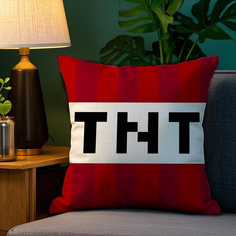 

Game T-TNT Block Explosion Pillow Case Plush Fabric Soft Double Sided Print Sofa Cushion Cover Throw Pillow Covers 12x12Inch