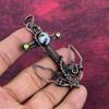 Blue Lace Agate Pendant Gemstone Pendant Copper Wire Wrapped Jewelry Anchor Pendant