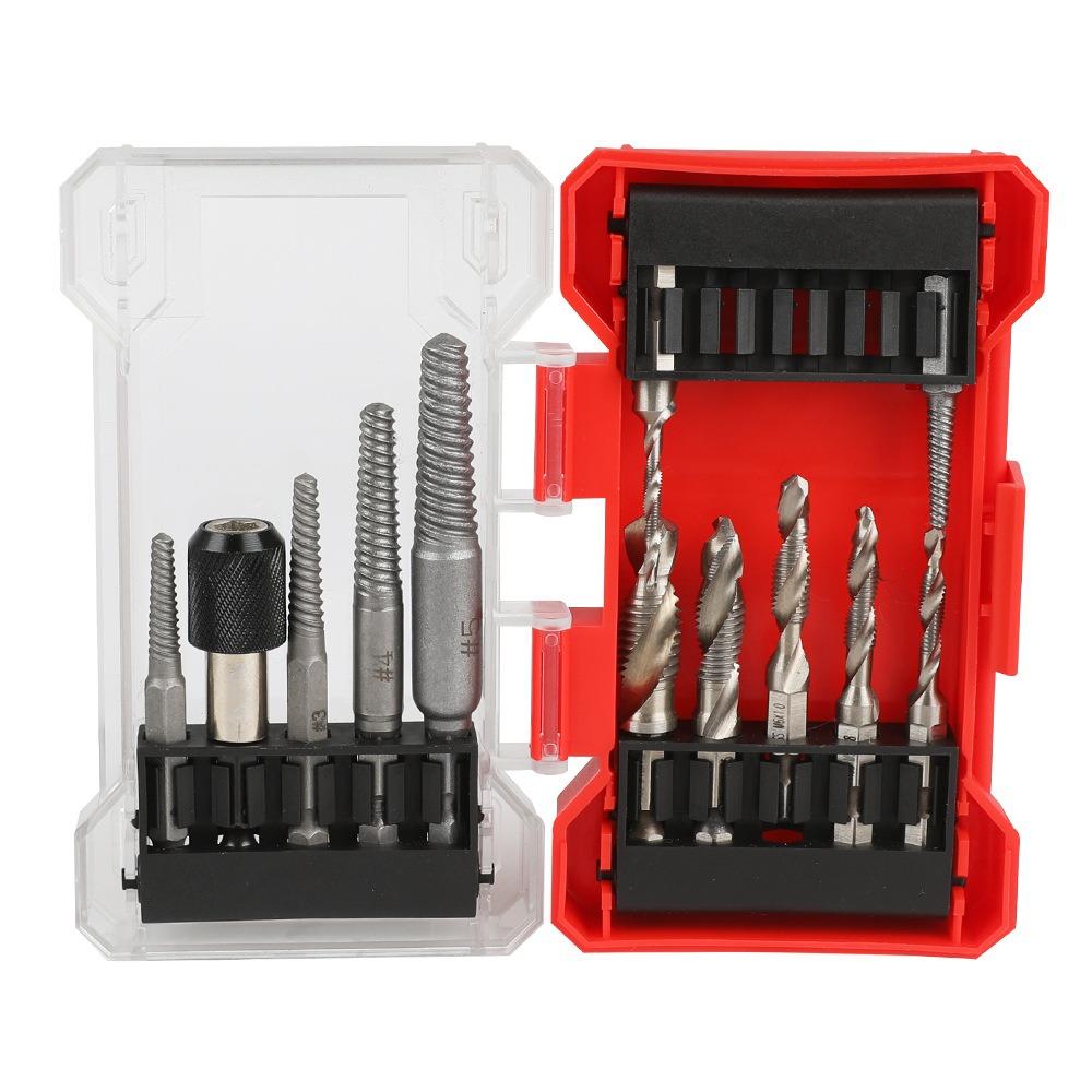 

Набор метчиков и сверл с шестигранным хвостовиком 12 шт./набор с ящиком для хранения, противоскользящий, из быстрорежущей стали, метчик для нарезания резьбы, экстрактор метчиков