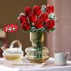 Creative Icon Rose Bouquet 10328 Brick Set Artificial Flowers Christmas Home Decor Festive Centerpiece Holiday Gift for Annivers