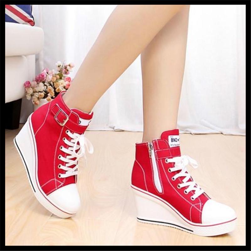 Womens Wedge High Top Sneakers Casual Sport Outdoor Sneakersbuy at a