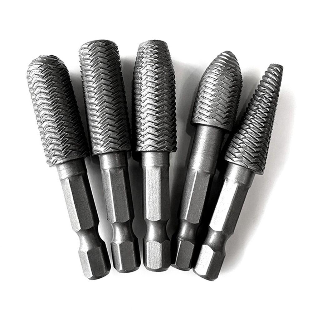 5Pcs/Set 1/4inch Hex Shank Rotary Rasp File Engraving Drill Bits Carving Sanding Grooving
