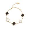 AIPPK 18K Gold Plated Clover Lucky Bracelet for Women White/Black/Red/Green Flower Four Leaf Link Bracelets Trendy Jewelry Gifts for Women