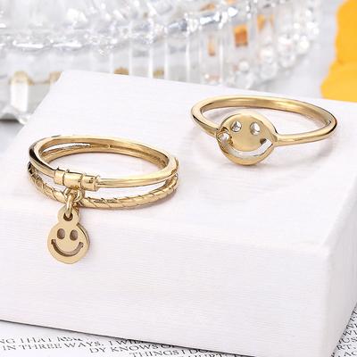 Koreanischer Einfacher Smiley-Gesicht Mode Ring Ins Stil Persönlichkeit Vielseitiger Ring Damen Titanstahl Schmuck
