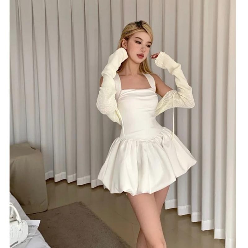 Letní elegantní Baletní minišaty v korejském stylu Sexy Žhavé Sladké Šaty Y2k A-Line Dámské Francouzské Retro Módní šaty s vysokým pasem