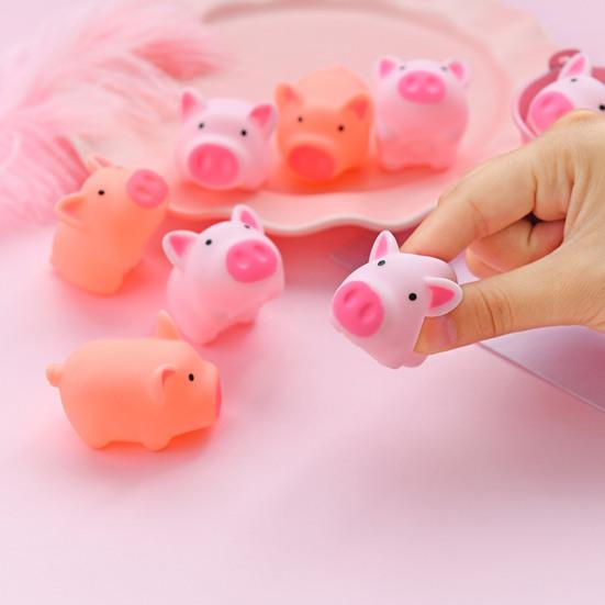 6Pcs Squeeze Toy, Pink Pig Shape Soft Sensory Toy, Medium Size Relaxation Squeeze Ball for Adult Hand Repeated Squeezing Stretching Relaxation Toy