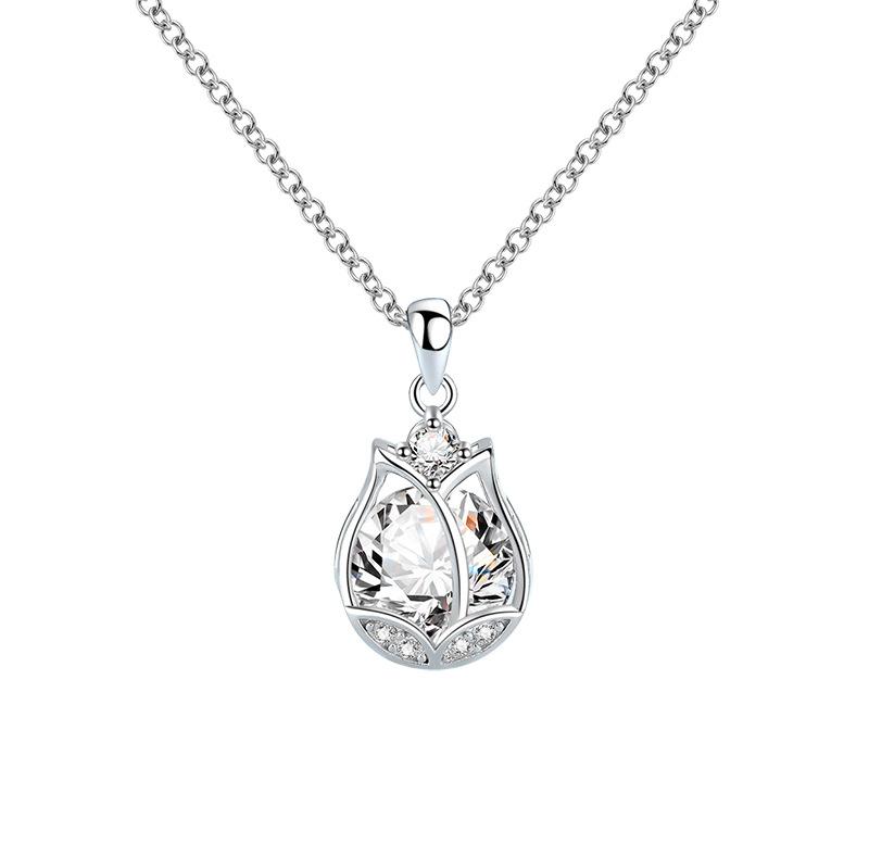 Tulip Necklace Women'S Lamp Luxury Ins Niche Clavicle Chain Rose Diamond Pendant Item Jewelry Premium Durable Quality