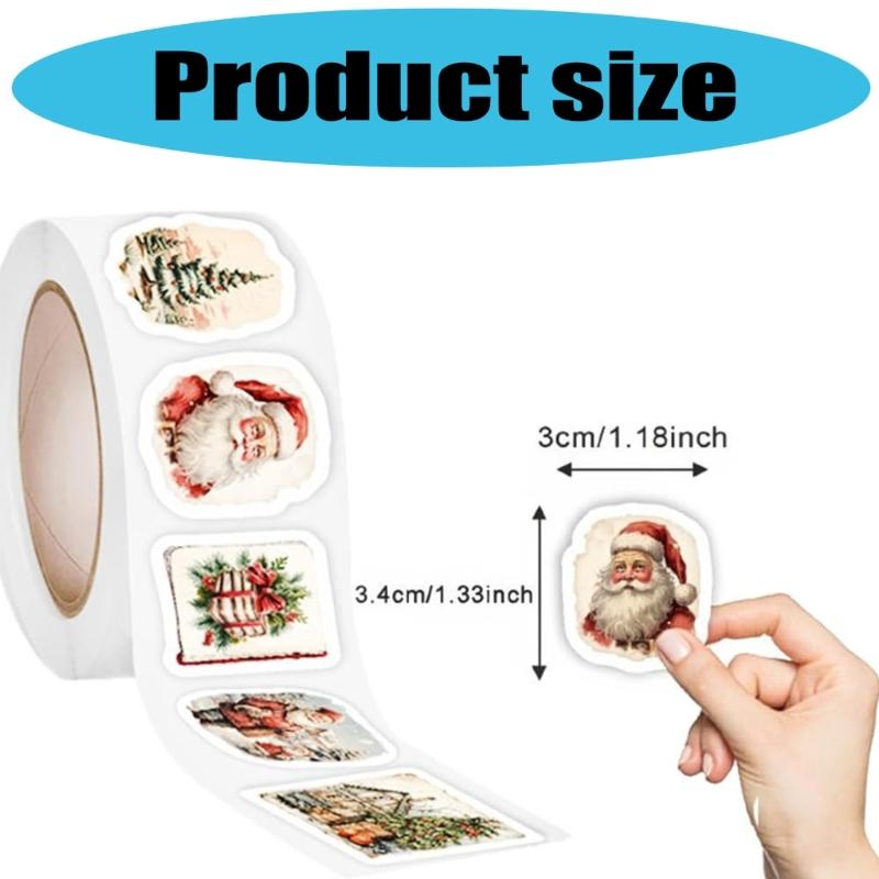 1000 Stück Weihnachtsverpackungsetiketten Klebeetikett Weihnachtsdekorativer Aufkleber für Scrapbooking Umschlagversiegelung Verpackung