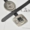 Bohemian Western Denim Women's Belt Retro Heavy Industry Carved Fashion Matching Pants Wide Waist Belt for Women