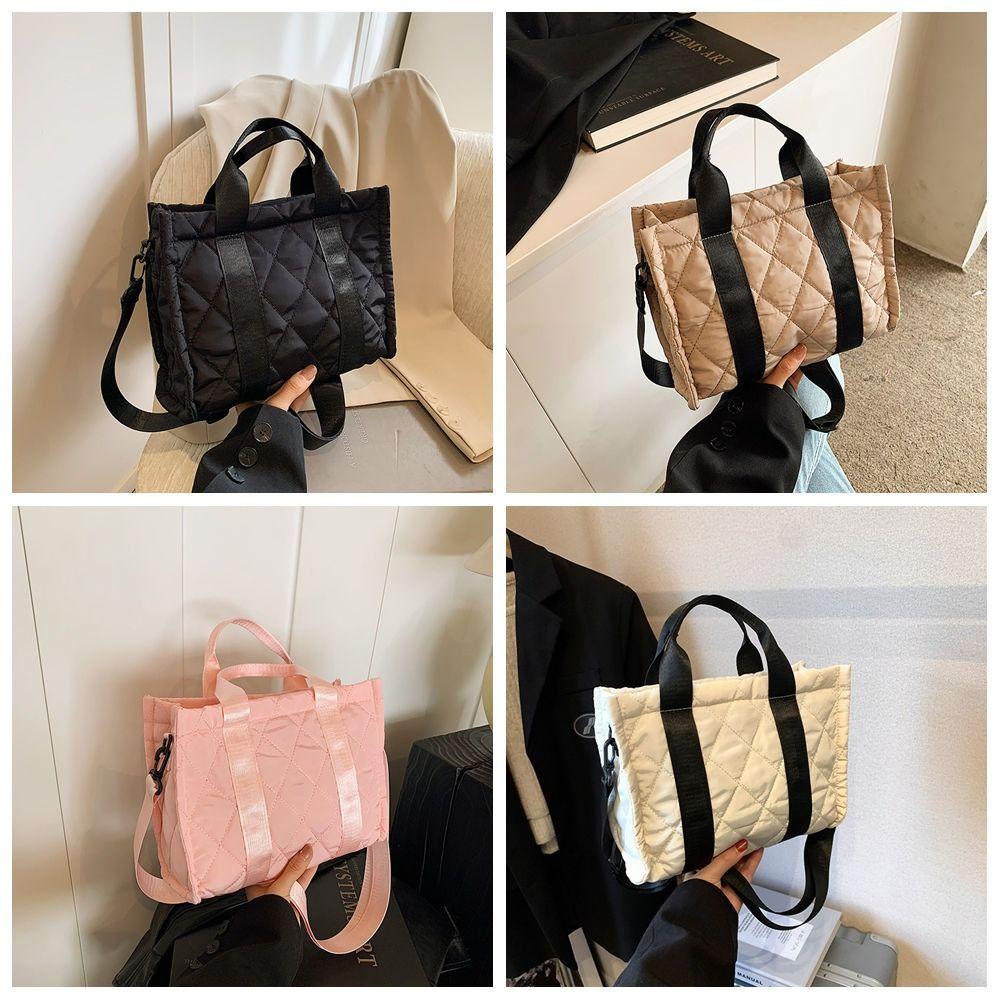 Rhombus Plaid Korean Shoulder Bag Korean Style Small Puffer Bag  Office Worker