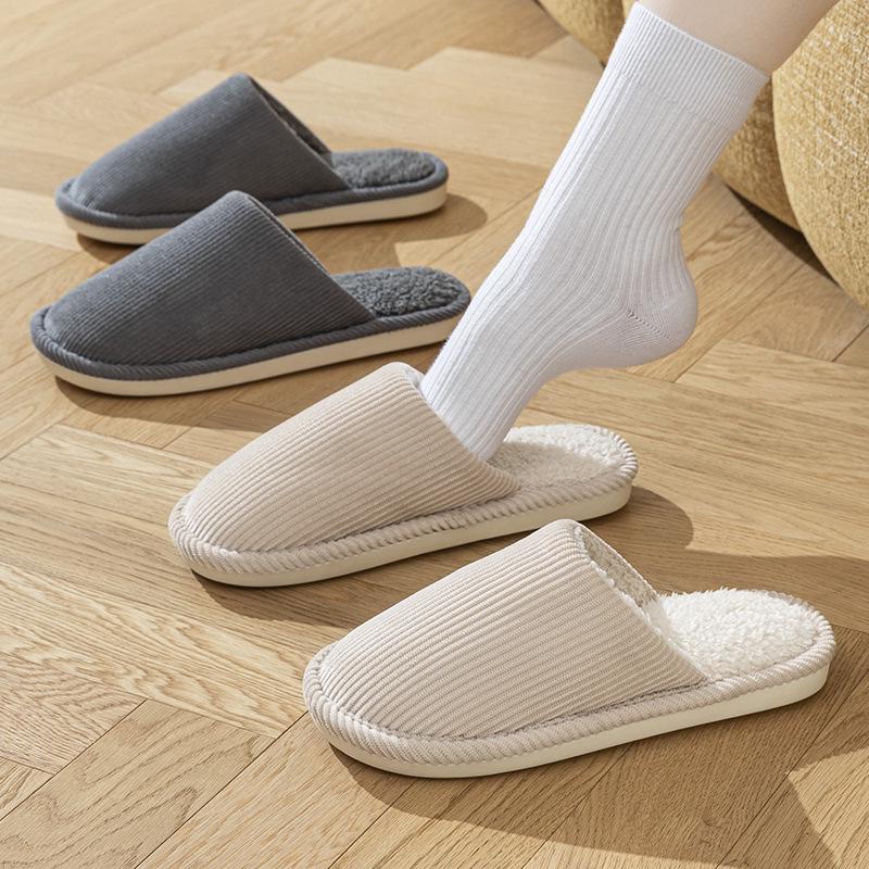 Women's & Men's Anti-slip Plush Slippers - Silent and Warm Cotton for Elderly, Autumn/Winter Indoor Use, 2025 Collection.