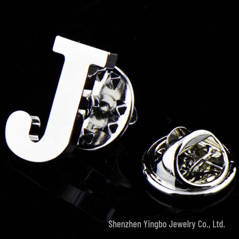 High-Quality Brass English Letter Brooches A-Z for Men & Women – Suit, Jacket, Shirt Badge.