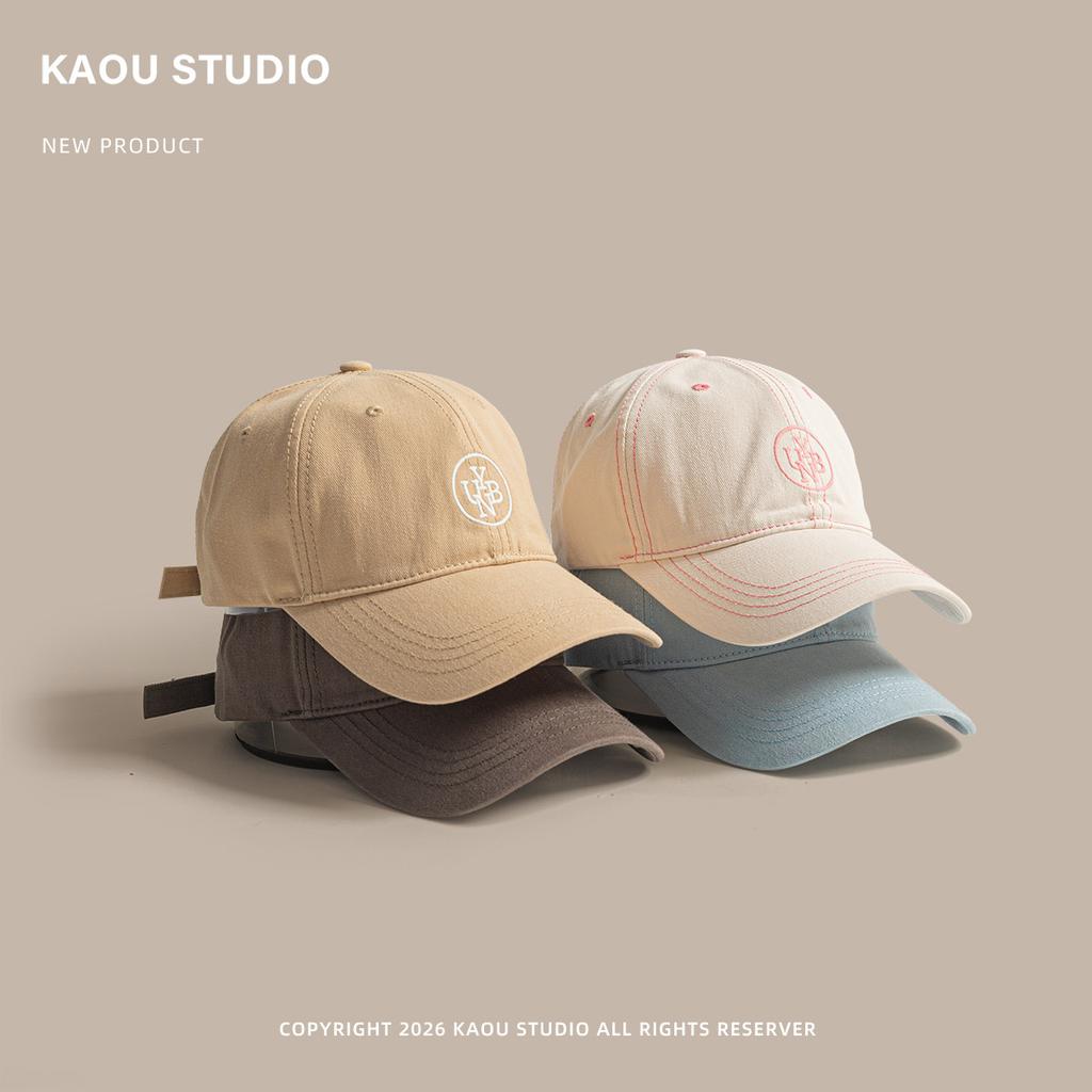 Korean Style Embroidered Baseball Cap Unisex Soft Top Duckbill Hat Spring Autumn Casual Streetwear Vintage Visor Cotton Sun Cap