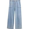 Cotton Lyocell Blend Drawstring Wide Leg Jeans Women Jeans 886848