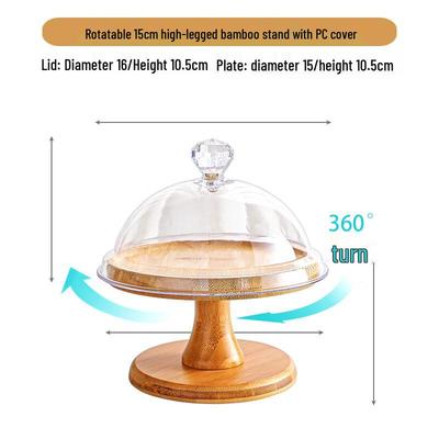 Nordic Wooden Food Display Tray with Transparent Dome Lid