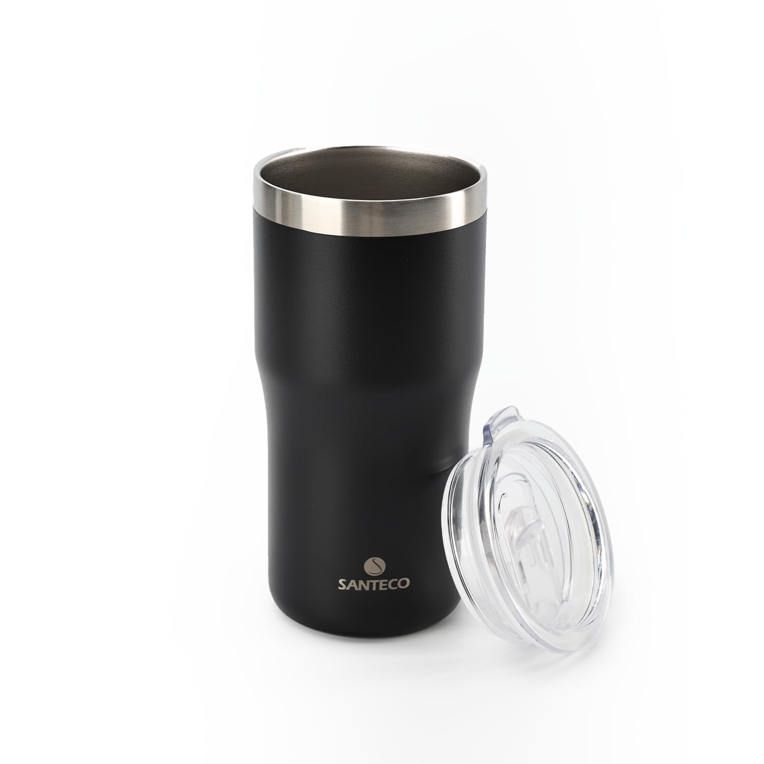

SANTECO TROSA Series Vacuum Insulated Tumbler with Keeps Drinks Hot or Stainless Wide Mouth White Lid, Cold, Stylish, 18/8 Steel, BPA-Free, чёрный