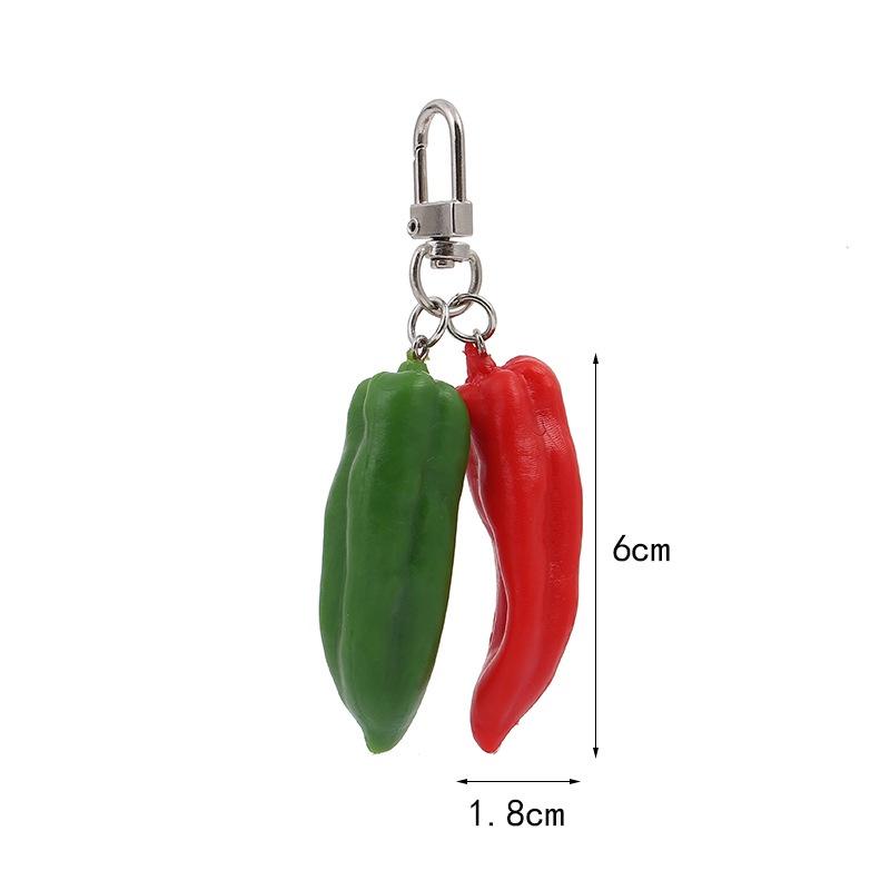 Realistic Red And Green Bell Pepper Keychain Creative Vegetable Bag Pendant