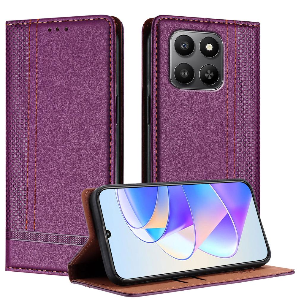 Husă Smart pentru Honor 400 Model Grilă în Formă de L Piele Stand Acoperire Telefon cu Sloturi pentru Carduri