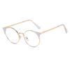 95588 Round Frame Fashionable Anti-Blue Light Unisex Glasses Frame, European And American Metal Spring Foot Flat Glasses