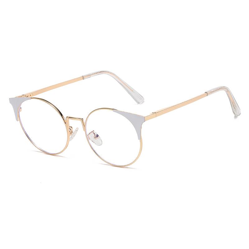 95588 Round Frame Fashionable Anti-Blue Light Unisex Glasses Frame, European And American Metal Spring Foot Flat Glasses