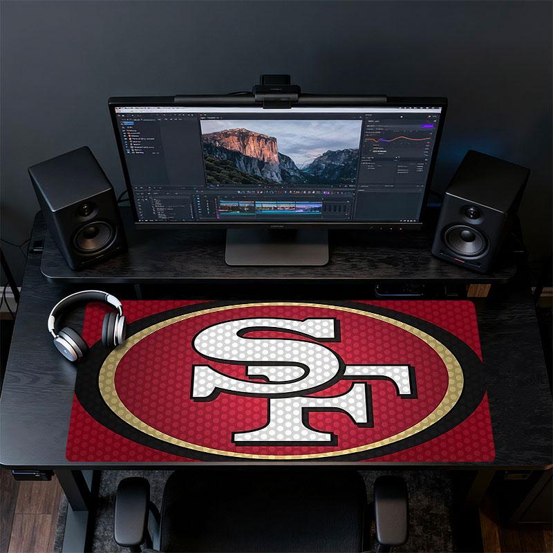 49ers logo Mouse Pad, Large Gaming Desk Mat, Non-slip XXL Mousepad for Laptop & Tablet, Mini PC Playmat with Stitched Edges