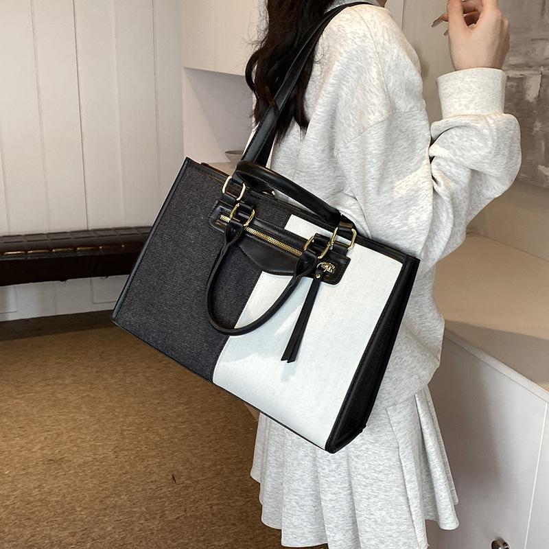 Fashion Color Matching Large-capacity Bag Women's New Casual Tote Bag Versatile Commuter Shoulder Bag