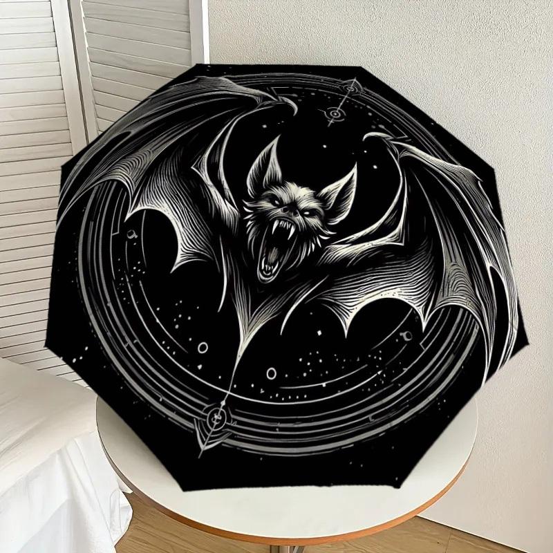 1pc Bat Symbol Tattoo Design Umbrella with Plastic Handle,Suitable for All Seasons Home Travel Outdoor UmbrellaDD1719
