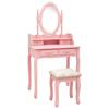 Dressing Table Set with Stool 75x69x140 Cm Paulownia
