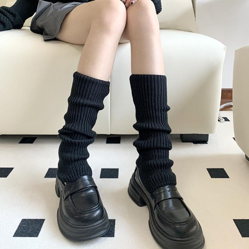 Retro Y2k Spicy Girl Pile Socks Women's Spring and Autumn Solid Color Wool Leg Cover Over Knee JK Leg Protector Long Socks